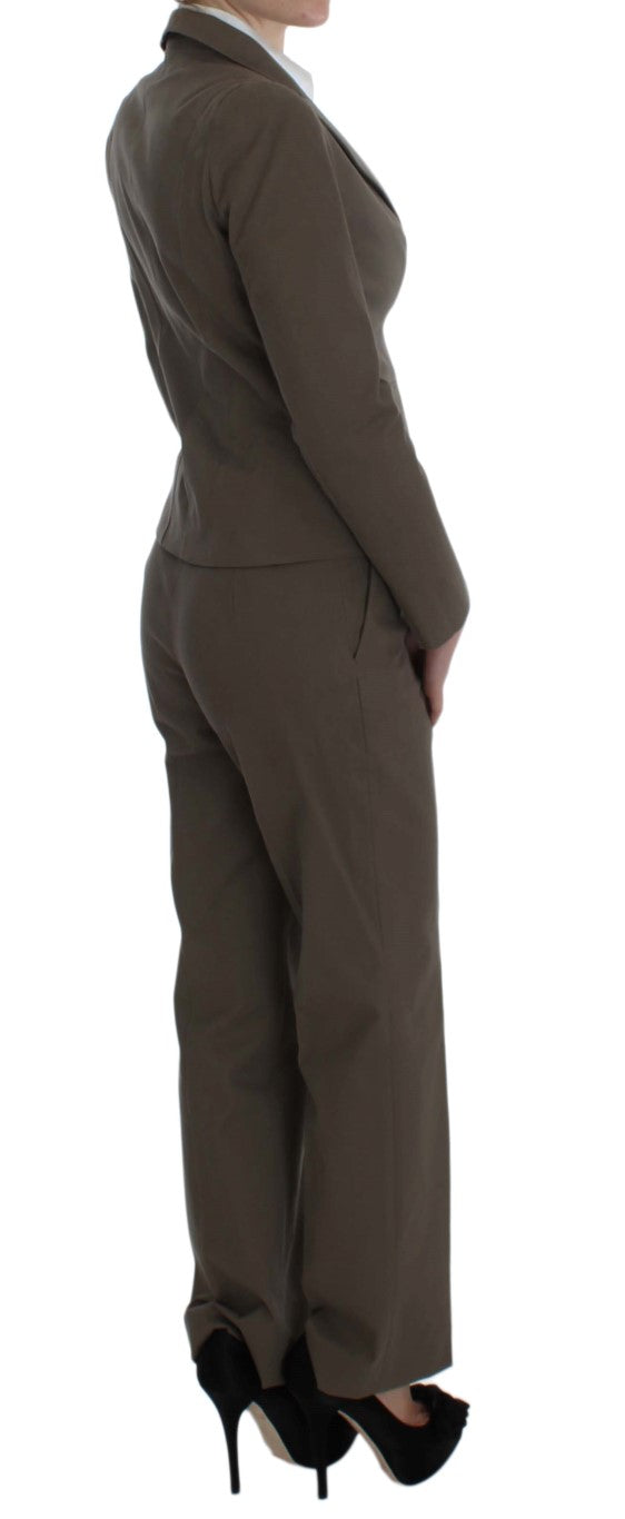 Beige Wool-Cotton Suit Set Chic Elegance - ventzia