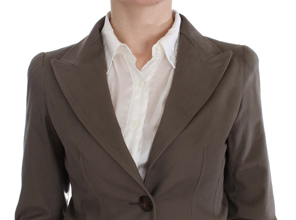 Beige Wool-Cotton Suit Set Chic Elegance - ventzia