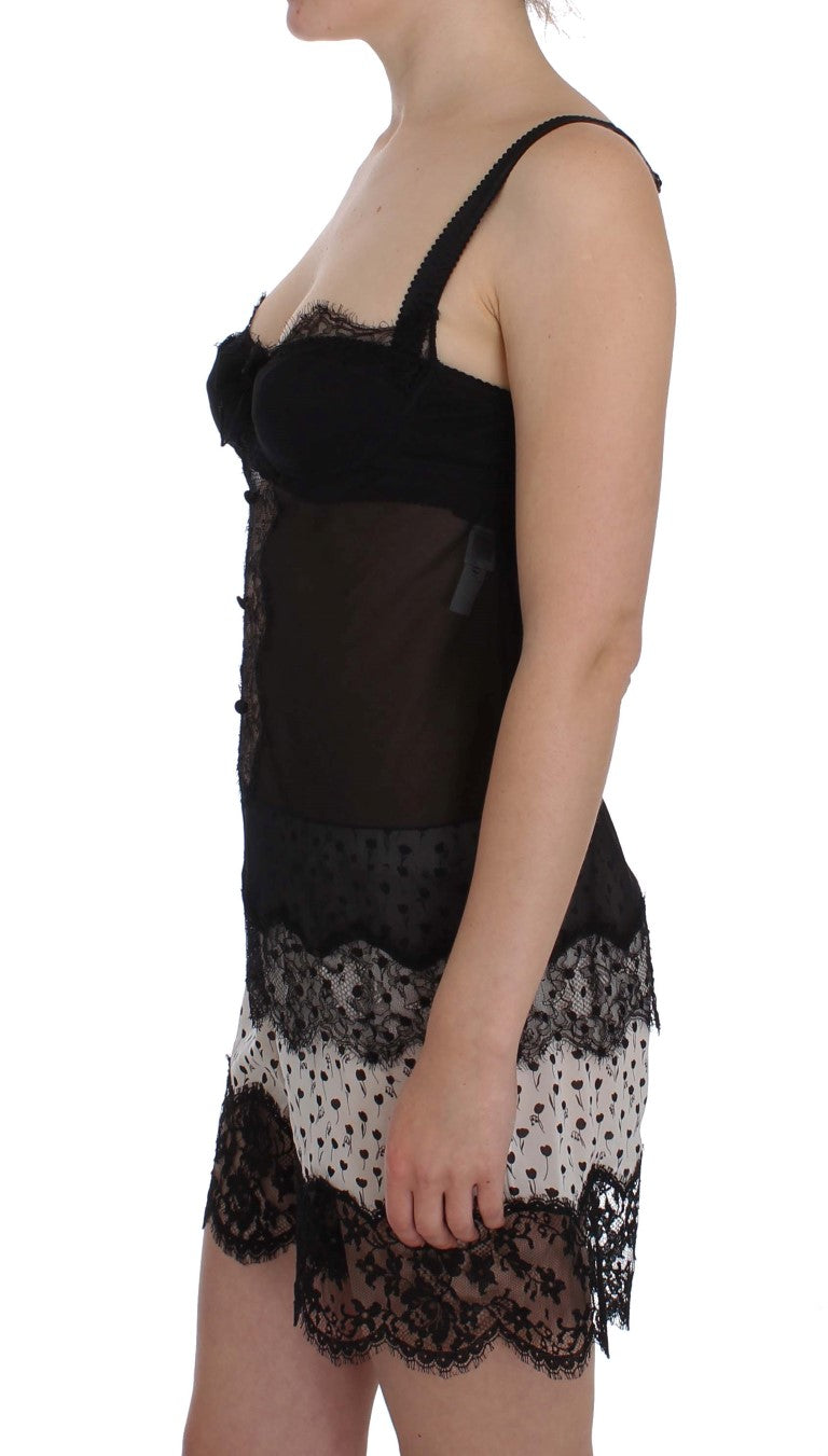 Elegant Silk Floral Lace Babydoll Chemise - ventzia