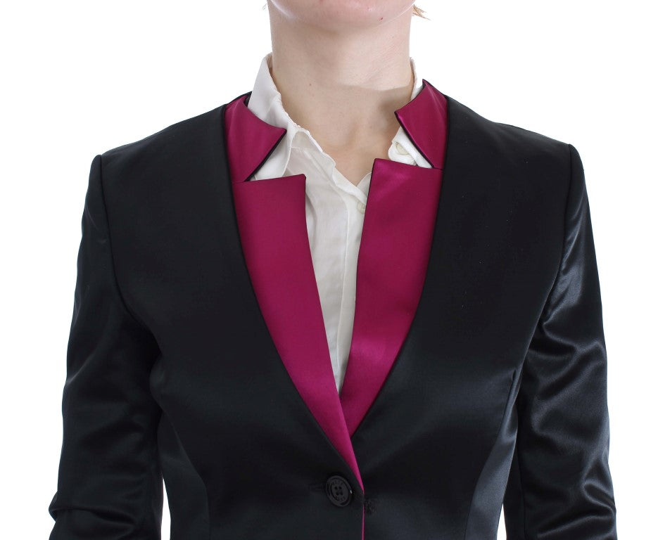 Chic Black and Pink Skirt Suit Ensemble - ventzia