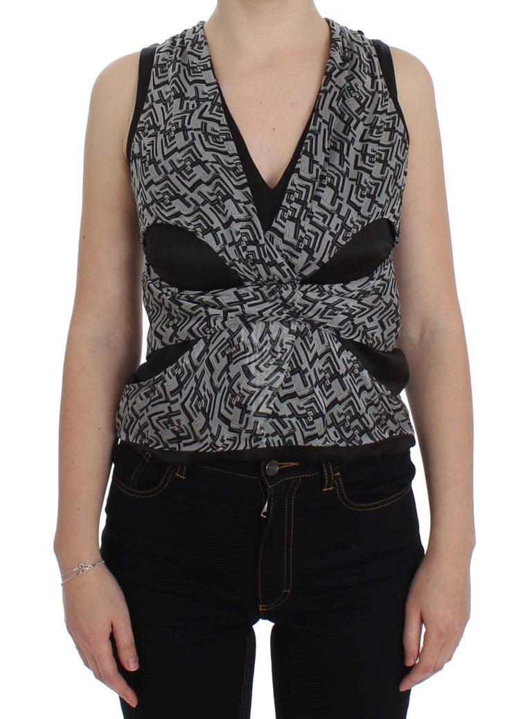 Elegant Silk Blouse with Logo Detailing - ventzia