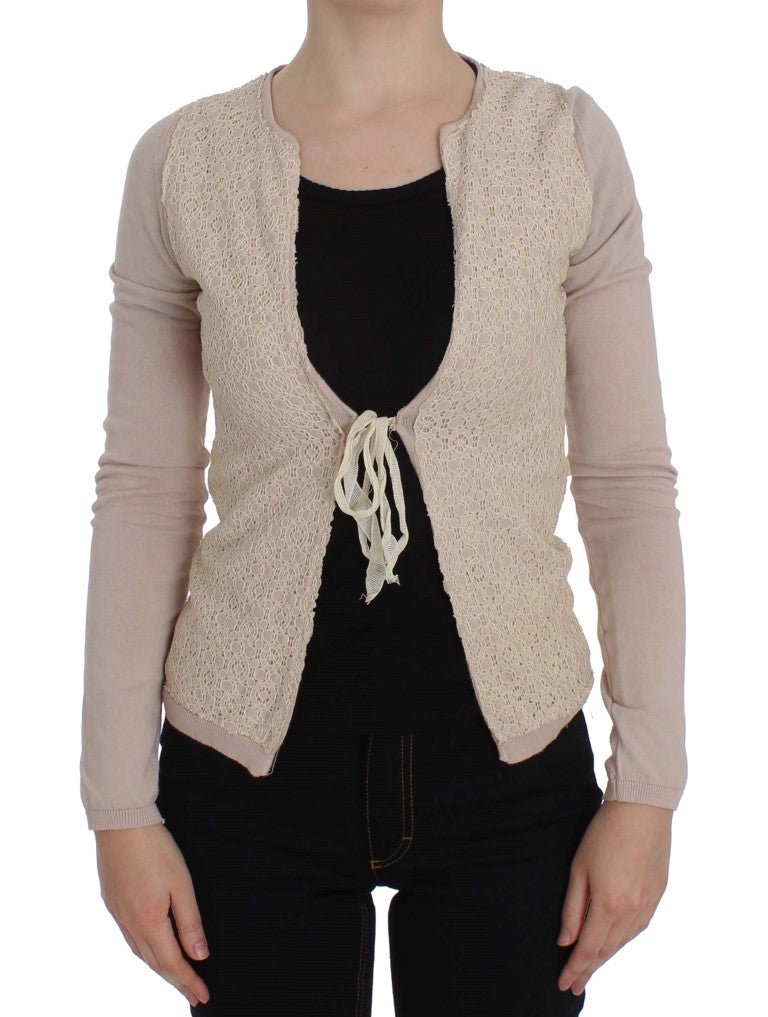 Elegant Pink Wrap Sweater Cotton Knit - ventzia