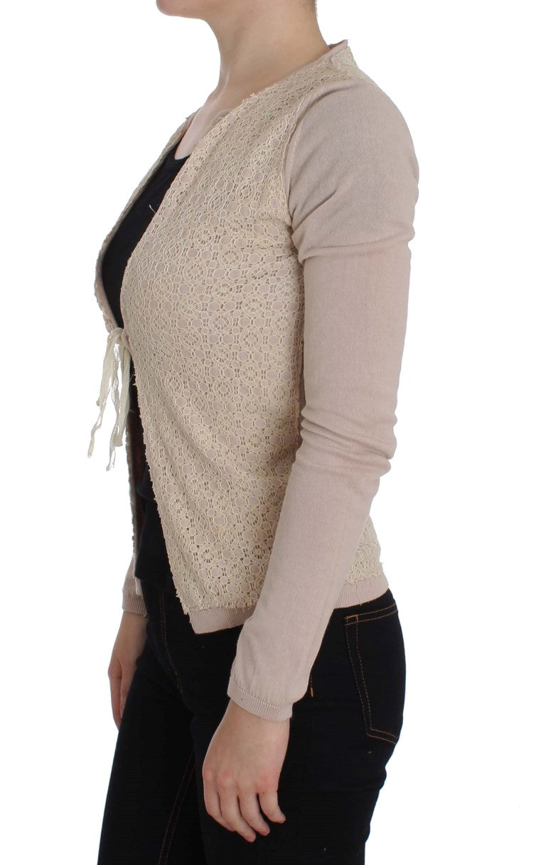 Elegant Pink Wrap Sweater Cotton Knit - ventzia
