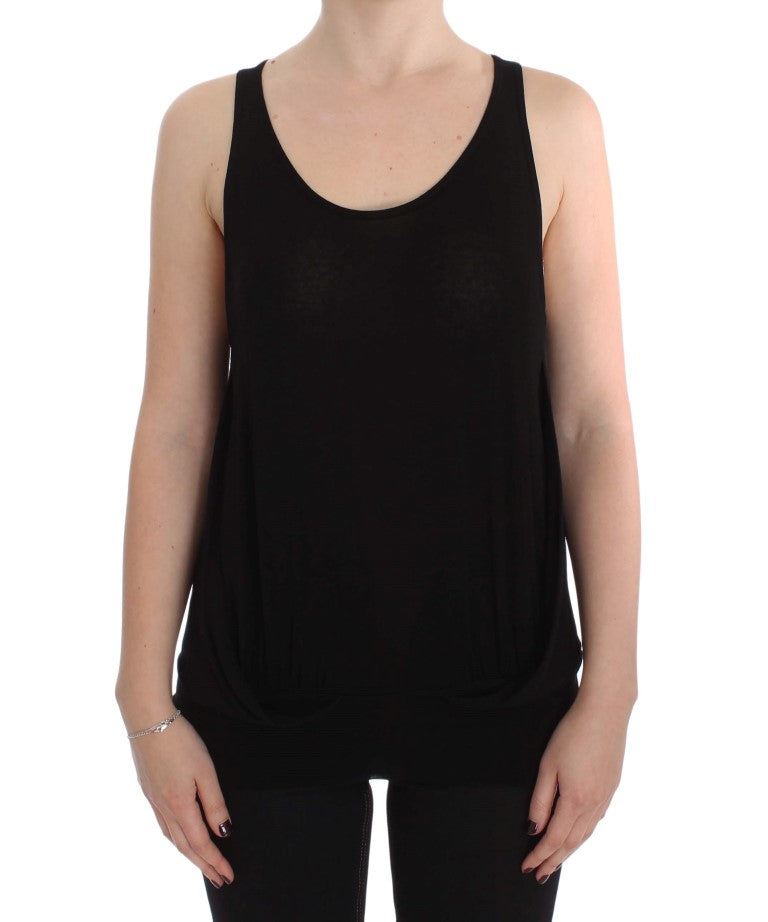 Sleek Black Cami Blouse Tank Top - ventzia
