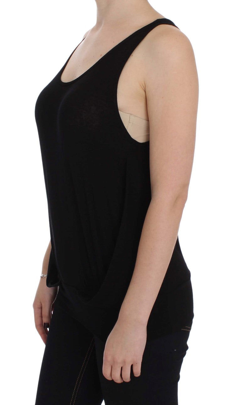 Sleek Black Cami Blouse Tank Top - ventzia
