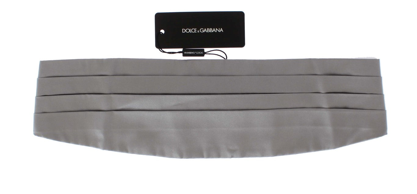 Elegant Silver Silk Cummerbund - ventzia