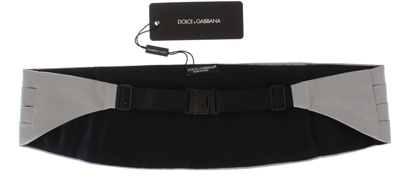 Elegant Silver Silk Cummerbund - ventzia