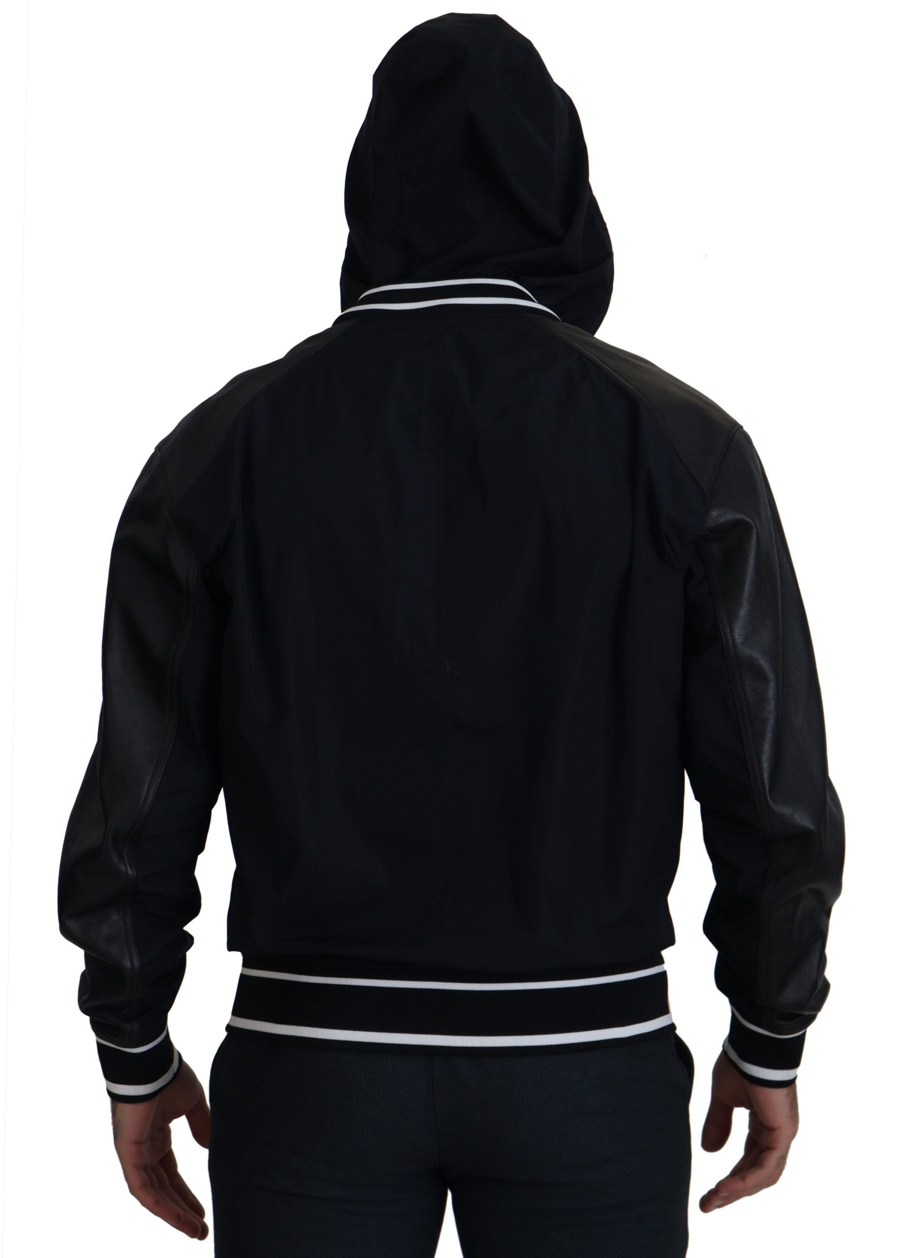 Black Polyester Hooded Blouson Coat Jacket - ventzia