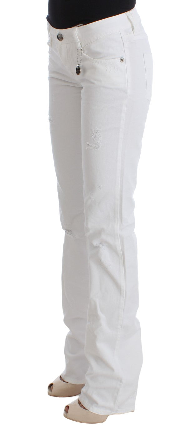 Chic Slim Fit White Cotton Jeans - ventzia