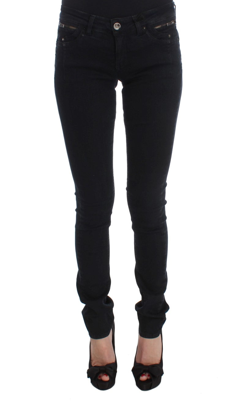 Sleek Slim Fit Designer Jeans in Classic Black - ventzia