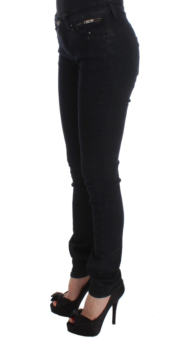 Sleek Slim Fit Designer Jeans in Classic Black - ventzia