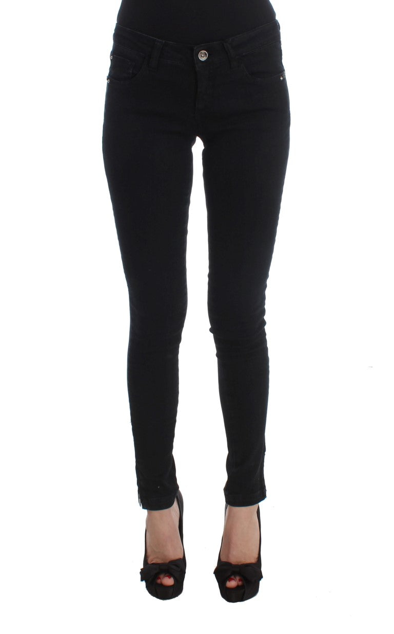 Sleek Black Slim Fit Designer Jeans - ventzia