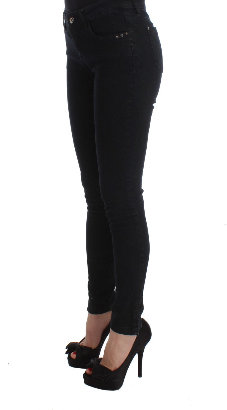 Sleek Black Slim Fit Designer Jeans - ventzia