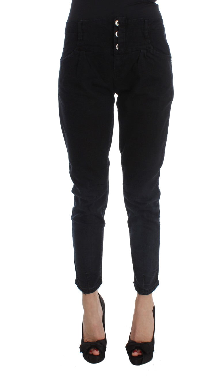 Sleek Slim Fit Black Denim Jeans - ventzia