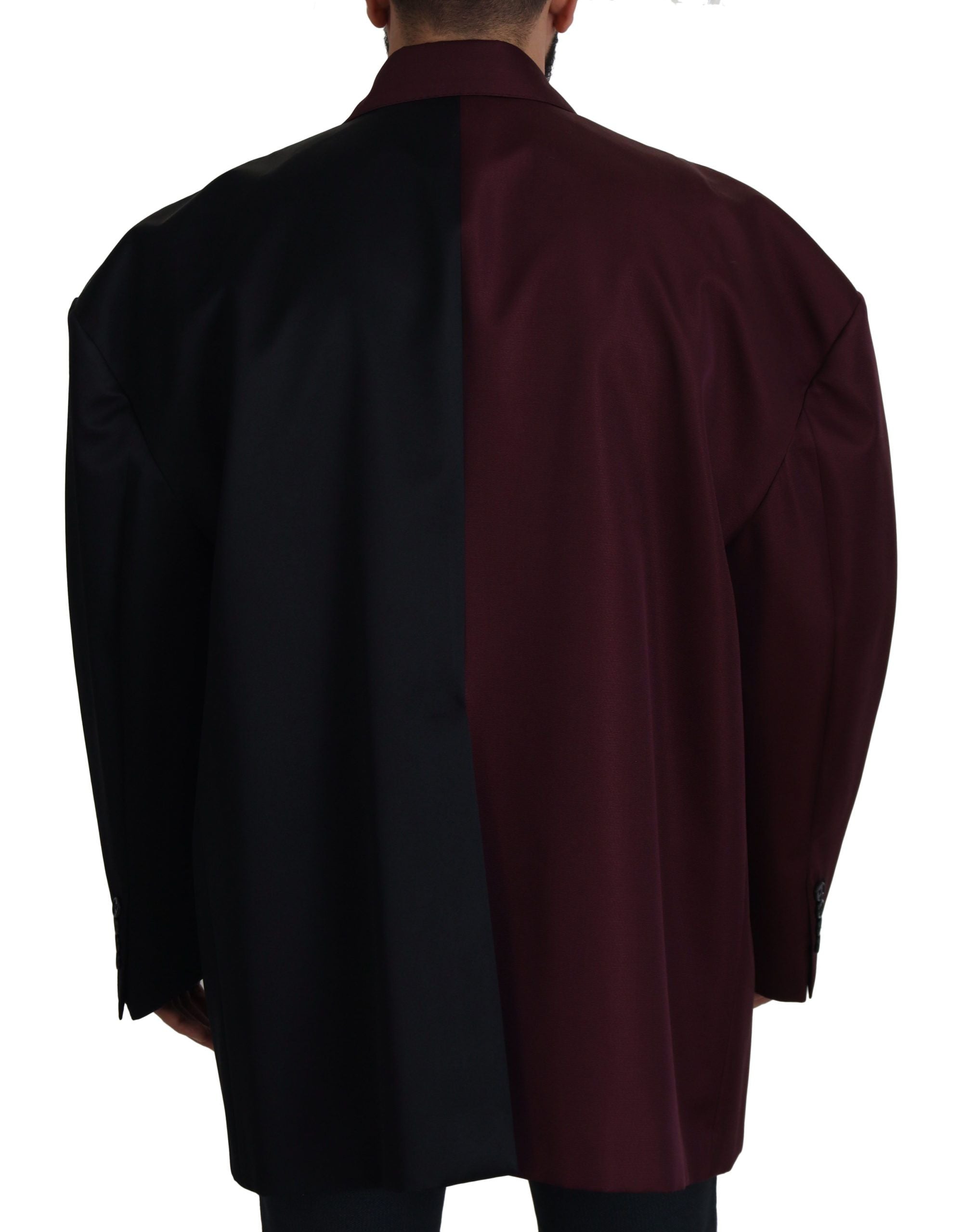Bordeaux Polyester Double Breasted Jacket - ventzia