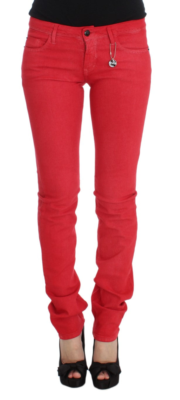 Chic Red Slim Fit Jeans - ventzia
