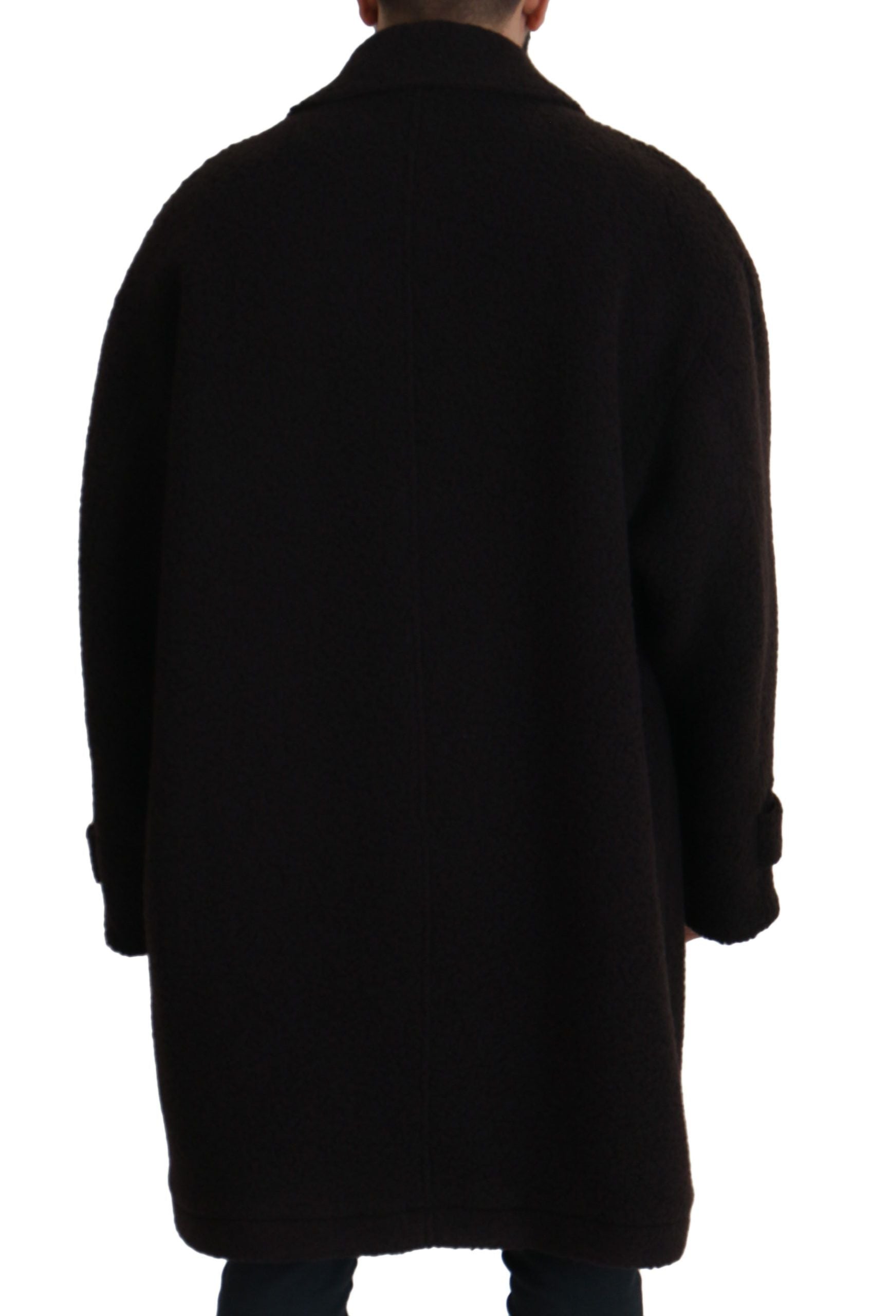 Black Alpaca Button Down Trench Coat Jacket - ventzia