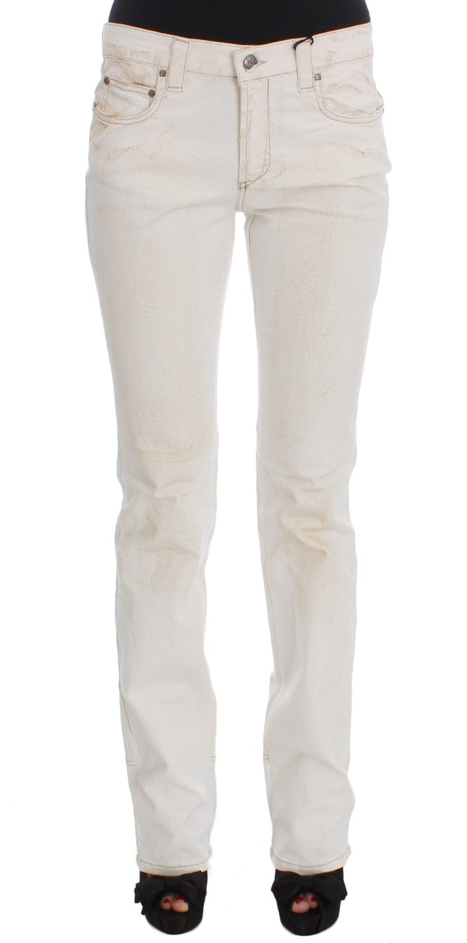 Chic White Slim Fit Designer Jeans - ventzia