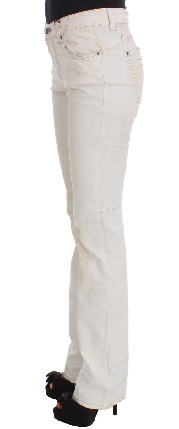 Chic White Slim Fit Designer Jeans - ventzia