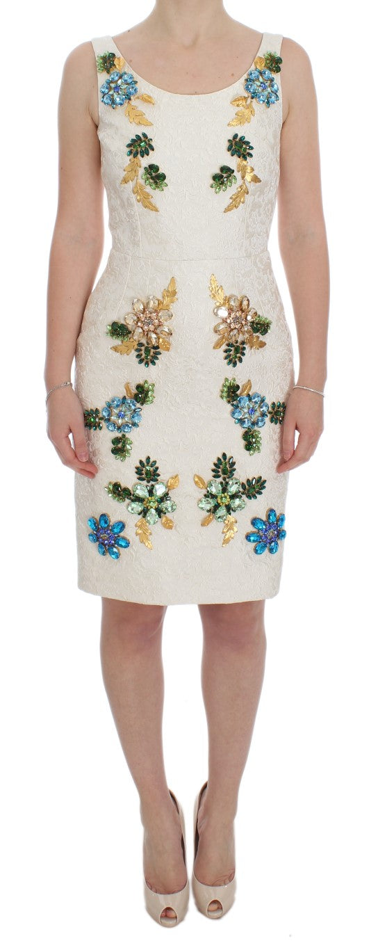 Elegant Floral Brocade Sheath Dress - ventzia