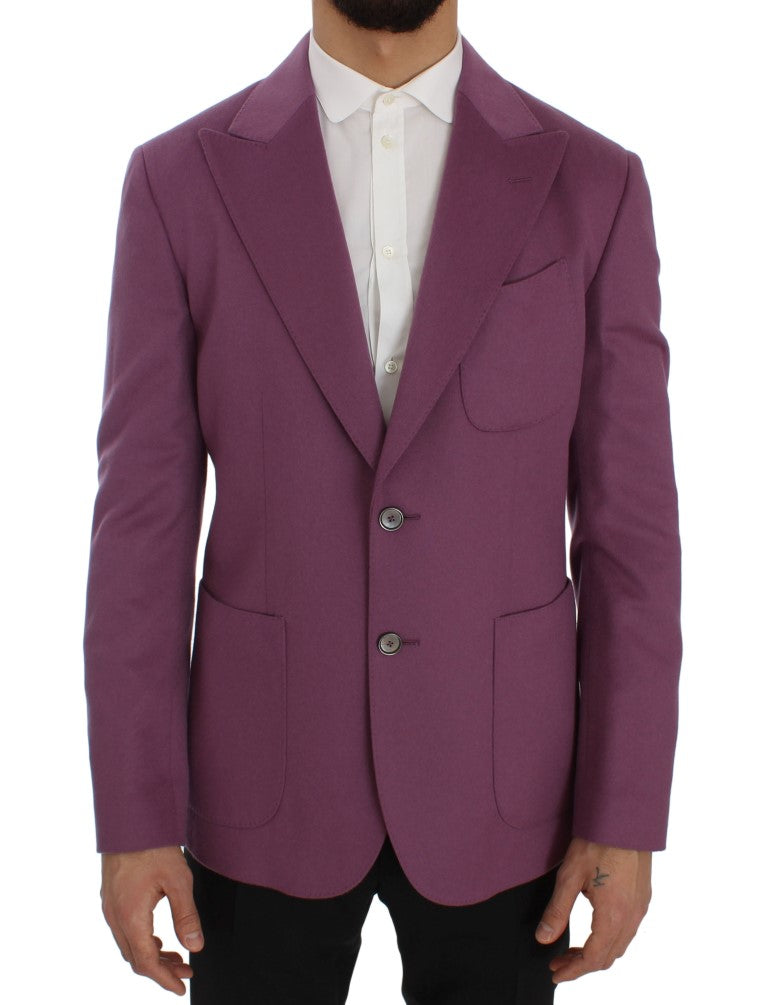 Elegant Purple Cashmere-Silk Blend Blazer - ventzia
