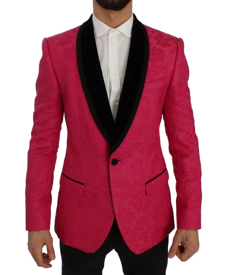 Floral Brocade Single-Breasted Blazer - ventzia