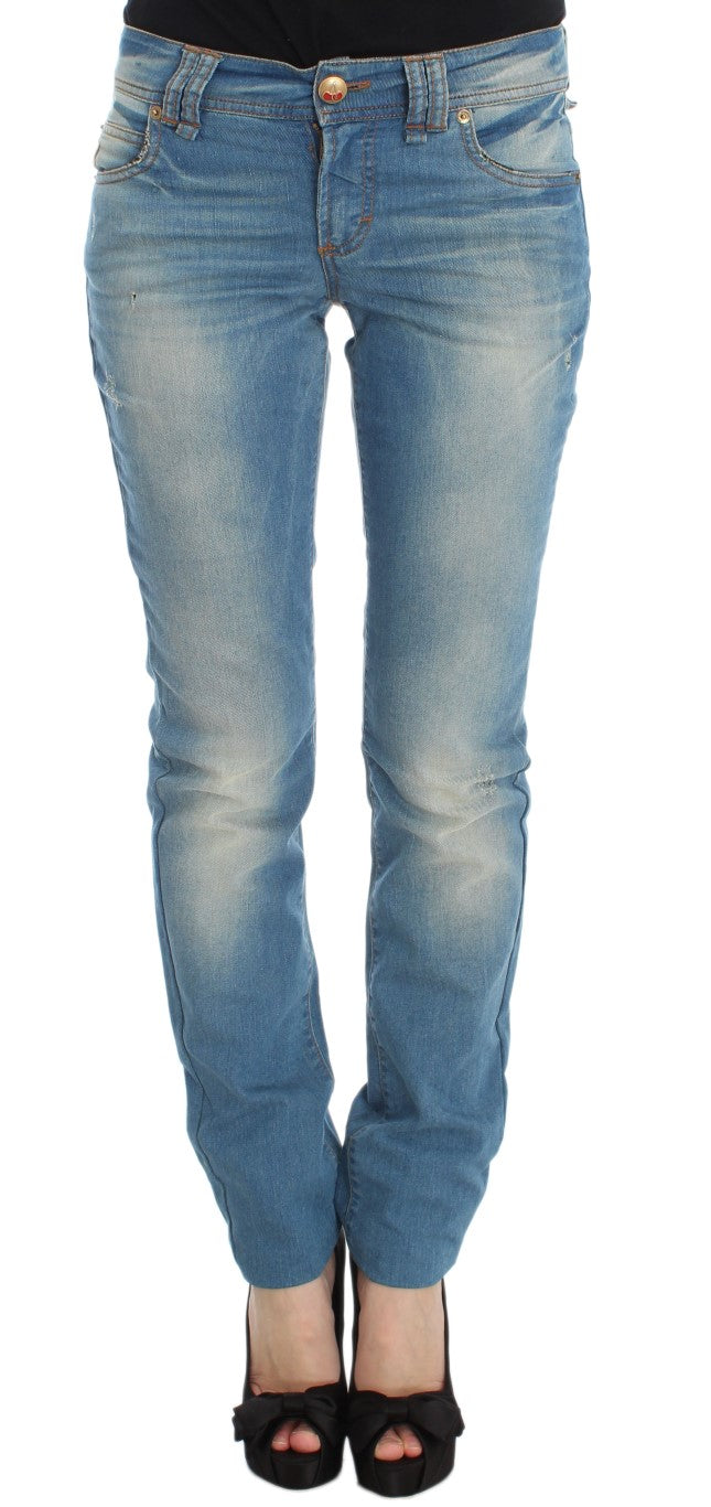 Sleek Blue Slim Fit Designer Jeans - ventzia