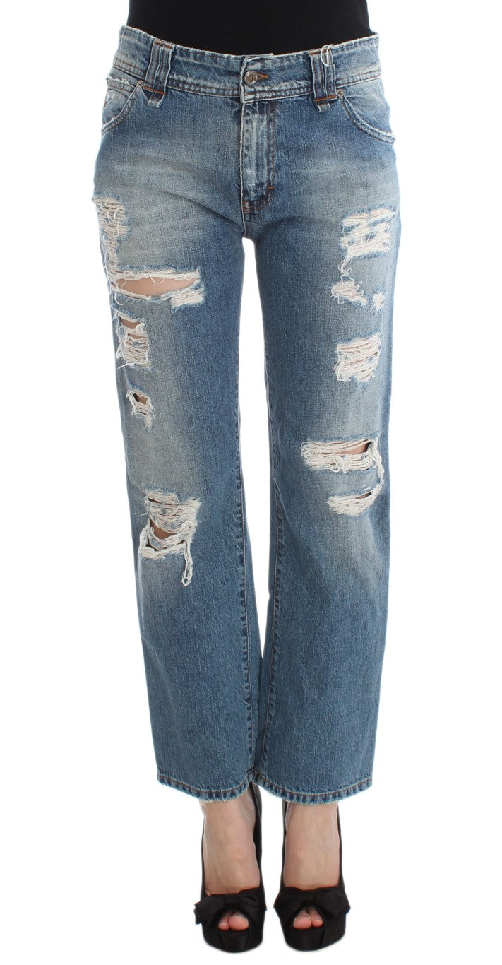 Chic Boyfriend Blue Wash Jeans - ventzia