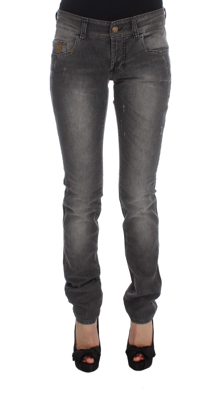 Elegant Slim Fit Gray Wash Jeans - ventzia