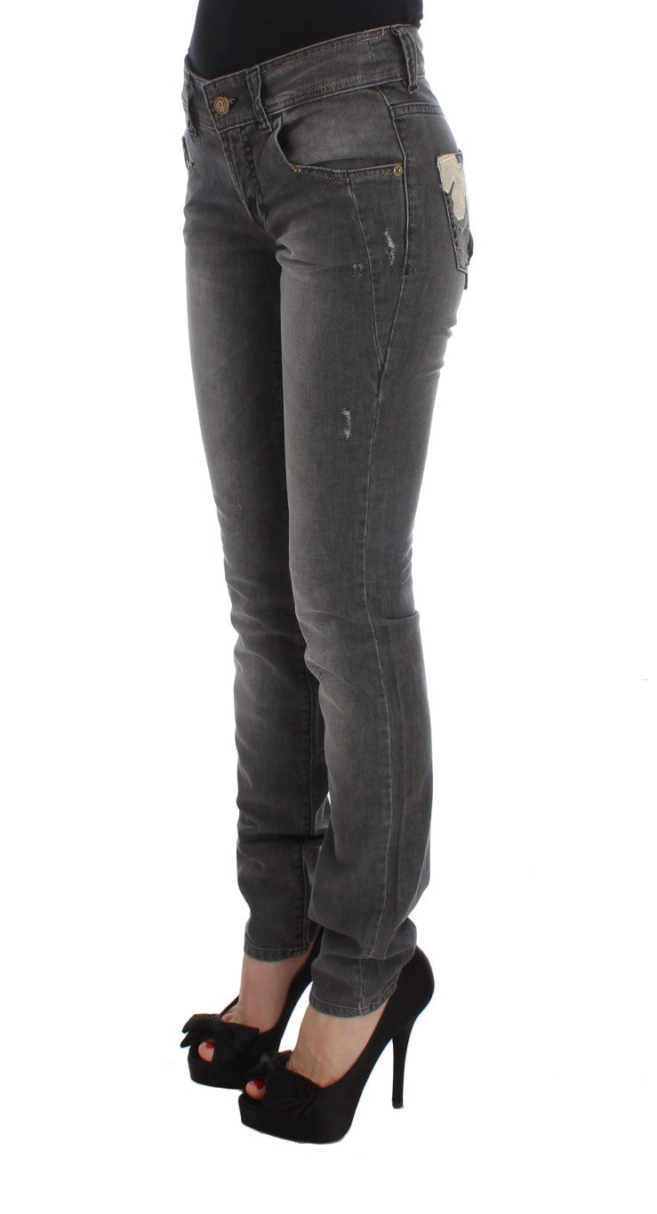 Elegant Slim Fit Gray Wash Jeans - ventzia