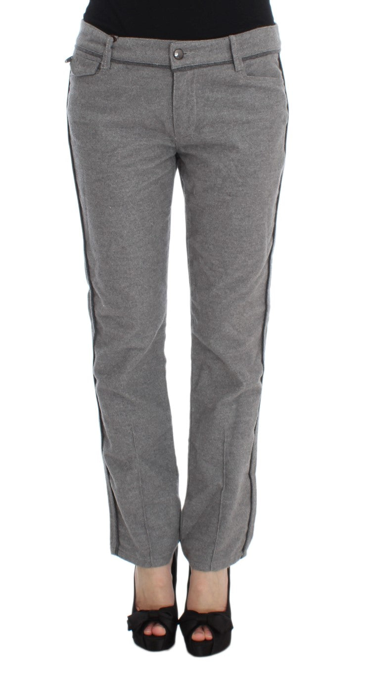 Chic Gray Casual Cotton Pants - ventzia