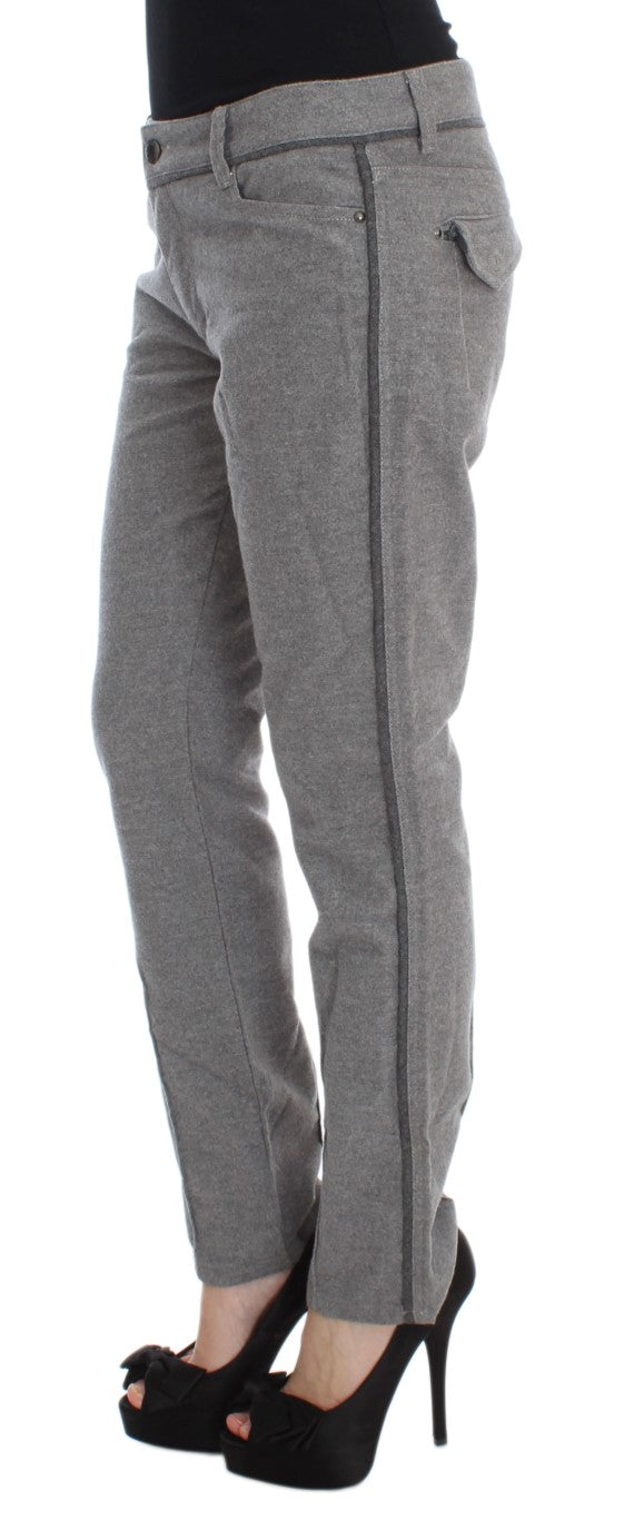 Chic Gray Casual Cotton Pants - ventzia