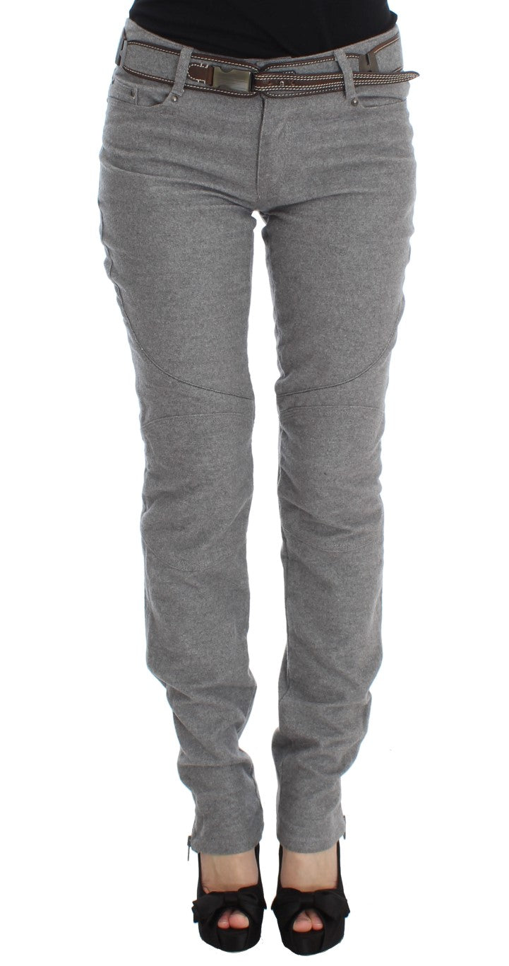 Chic Gray Casual Cotton Pants - ventzia