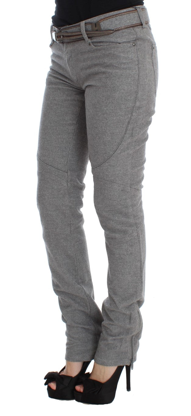 Chic Gray Casual Cotton Pants - ventzia