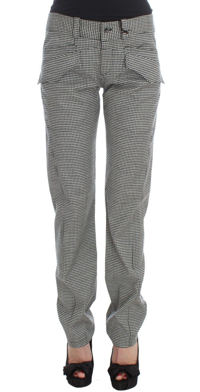 Chic Checkered Black & White Regular Fit Pants - ventzia