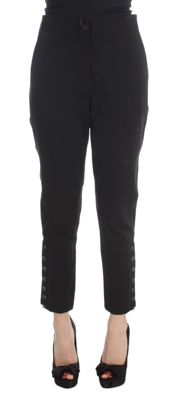 Elegant Cropped Capri Pants in Black - ventzia