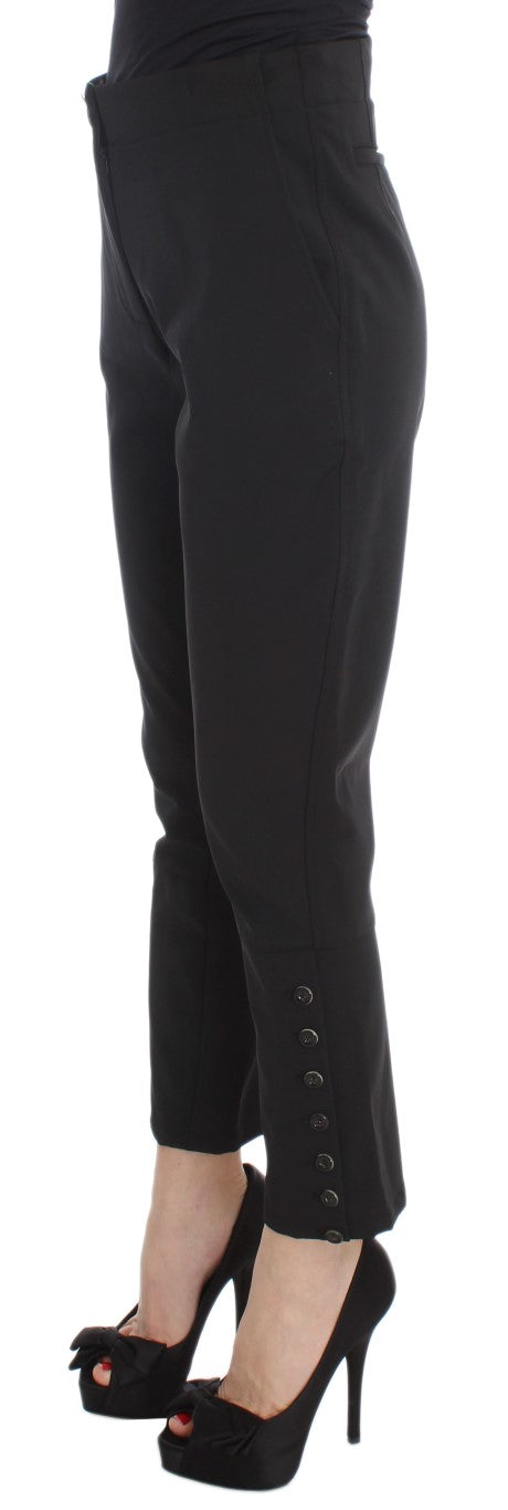 Elegant Cropped Capri Pants in Black - ventzia