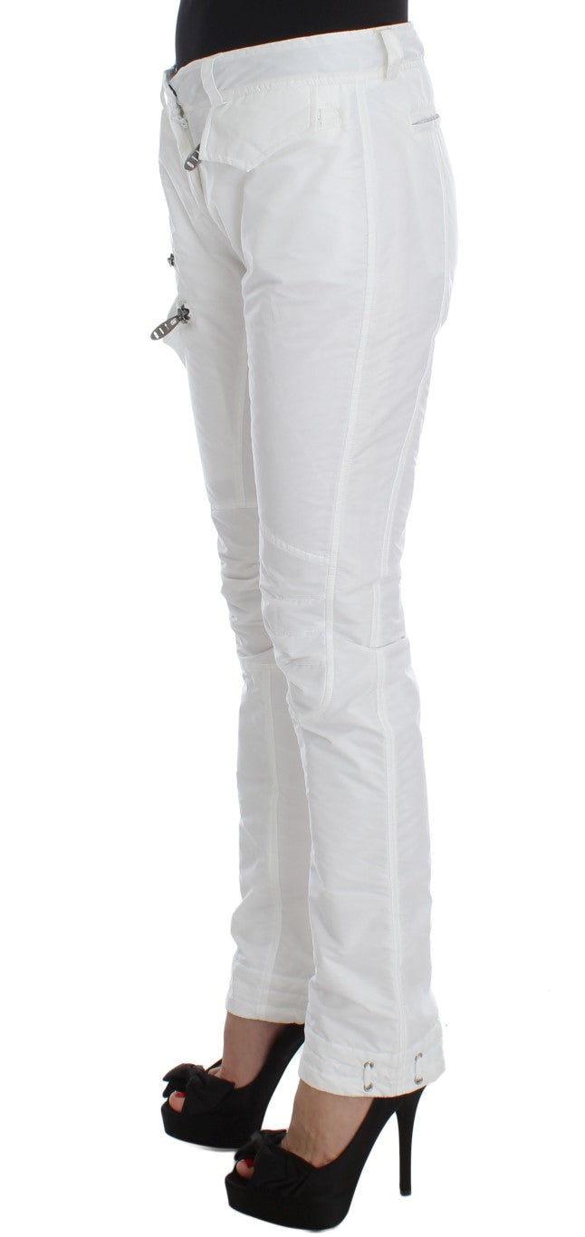 Chic White Nylon Cargo Pants by Italian Designer - ventzia