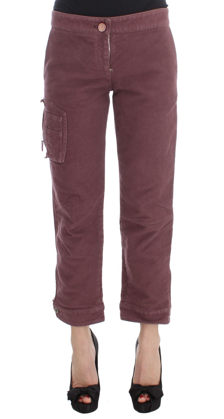 Chic Bordeaux Capri Cropped Cargo Pants - ventzia