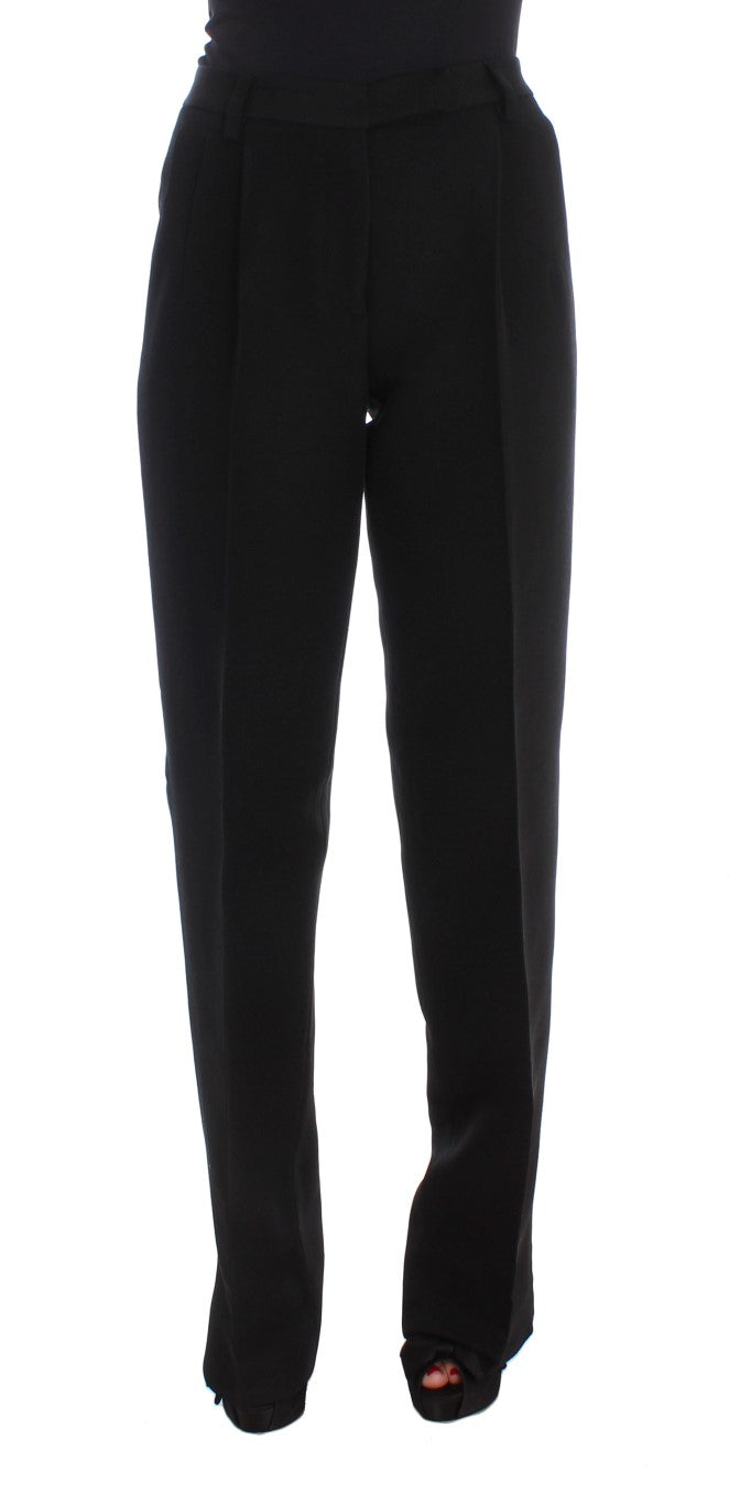 Chic Black Wide Leg Silk Blend Jeans - ventzia