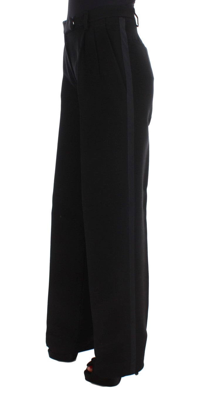 Chic Black Wide Leg Silk Blend Jeans - ventzia