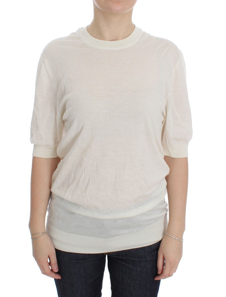 Elegant White Cashmere Sweater - ventzia