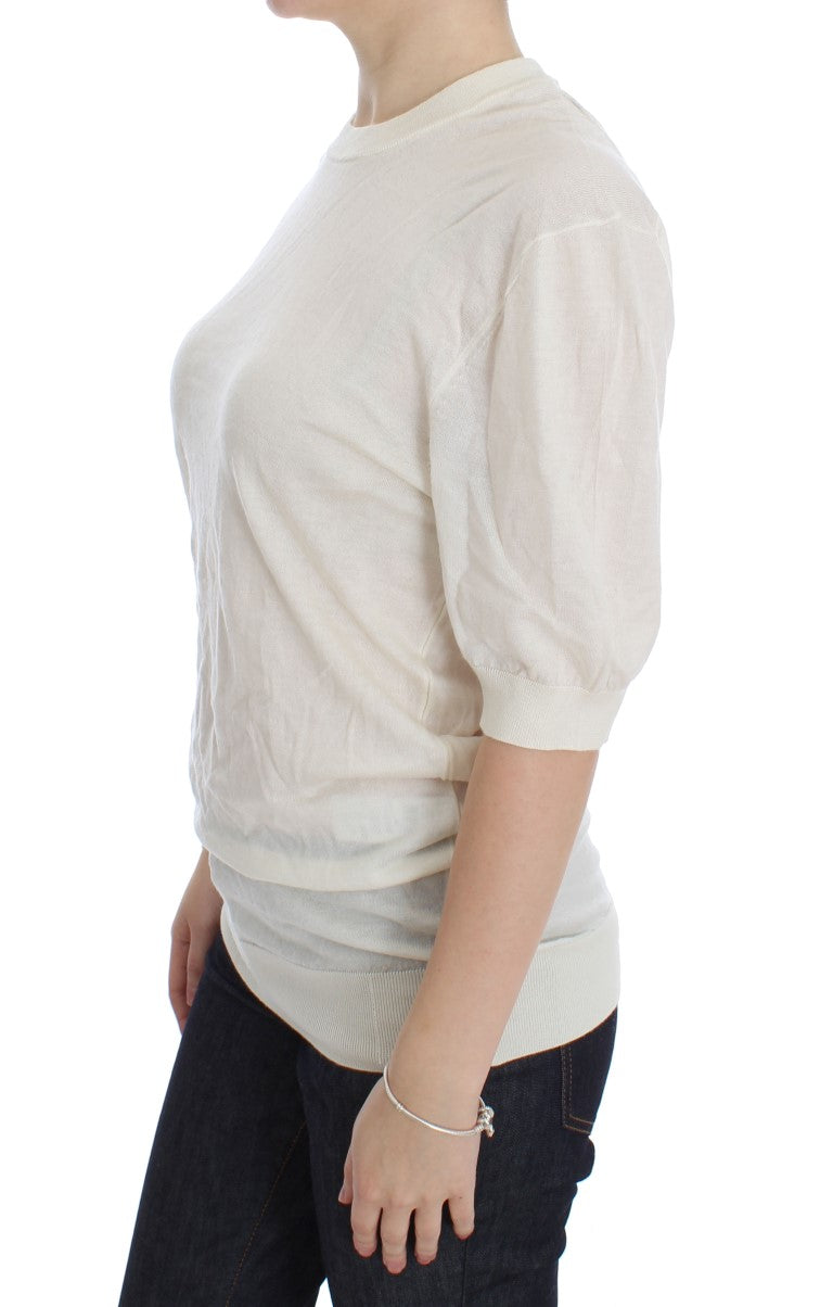 Elegant White Cashmere Sweater - ventzia