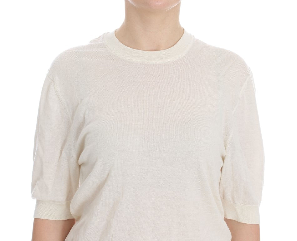 Elegant White Cashmere Sweater - ventzia