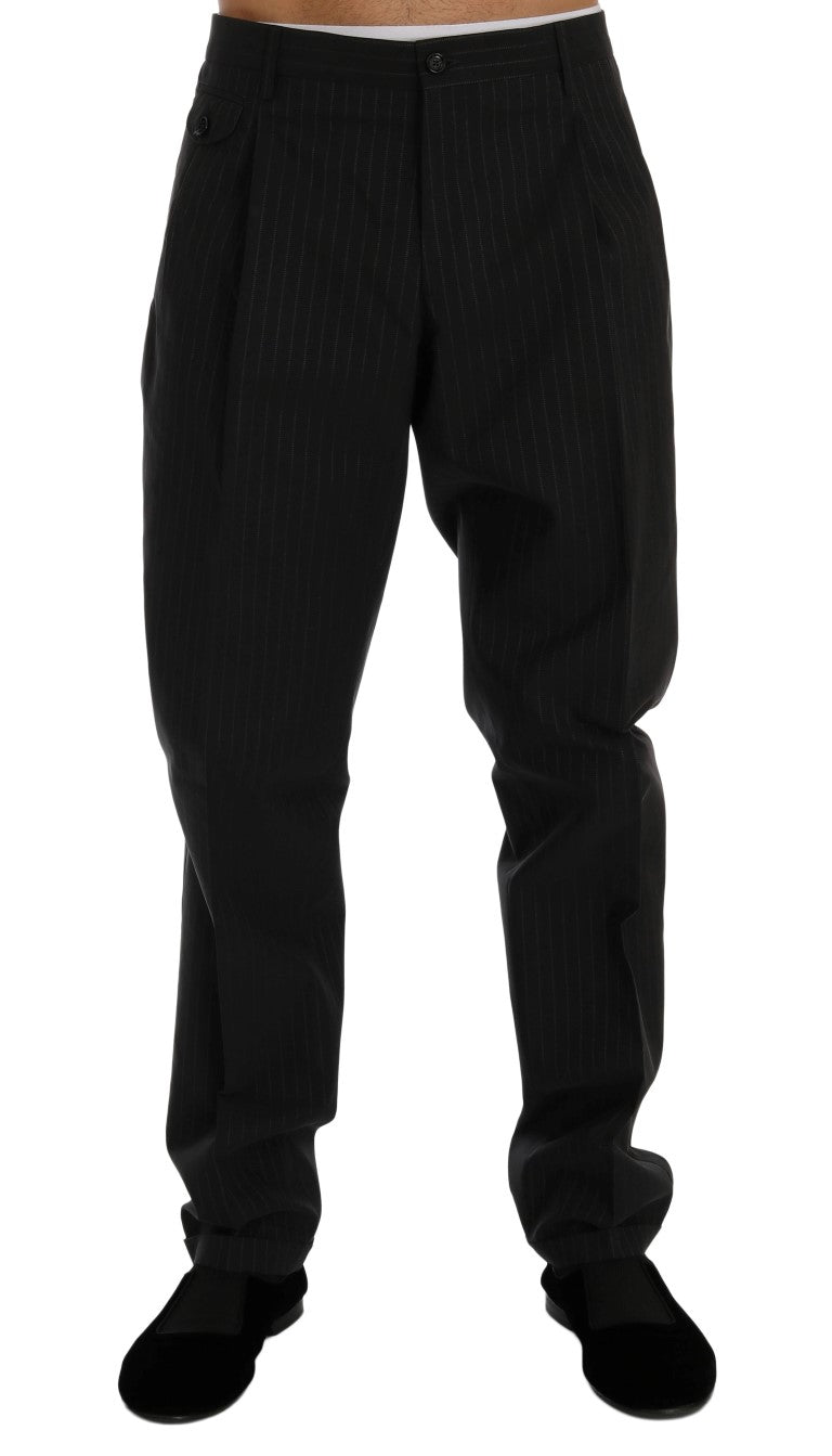 Elegant Striped Straight Fit Dress Trousers - ventzia