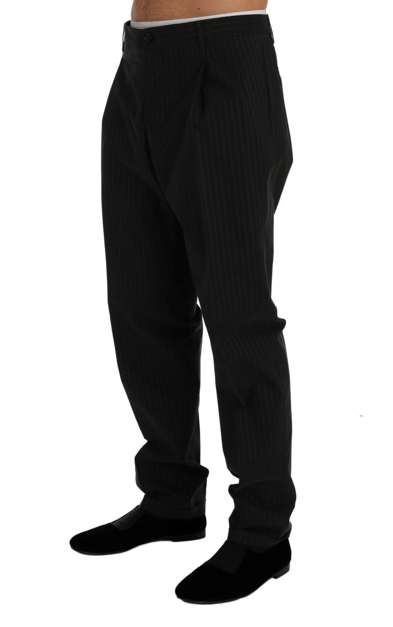 Elegant Striped Straight Fit Dress Trousers - ventzia