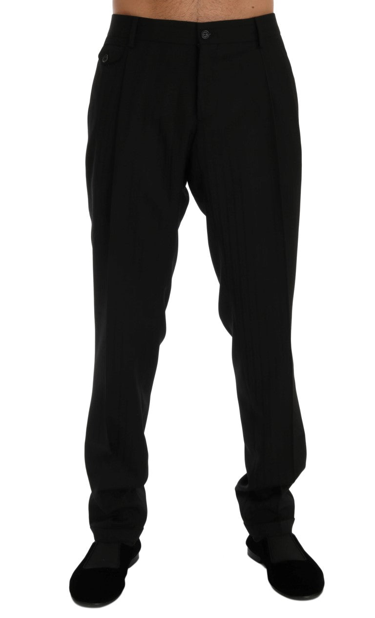 Elegant Black Striped Straight Fit Dress Pants - ventzia