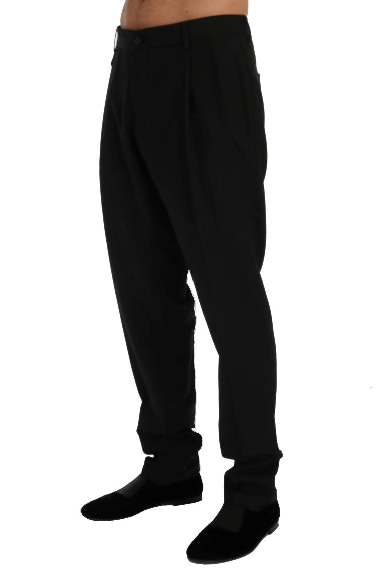 Elegant Black Striped Straight Fit Dress Pants - ventzia