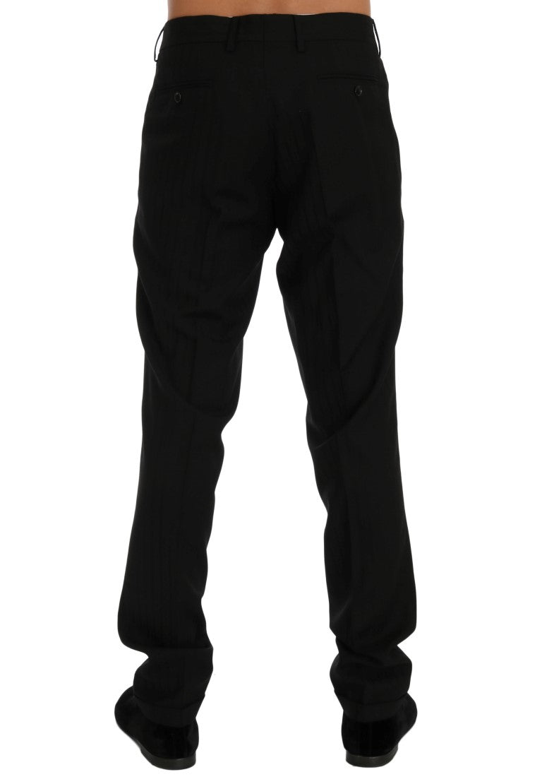 Elegant Black Striped Straight Fit Dress Pants - ventzia