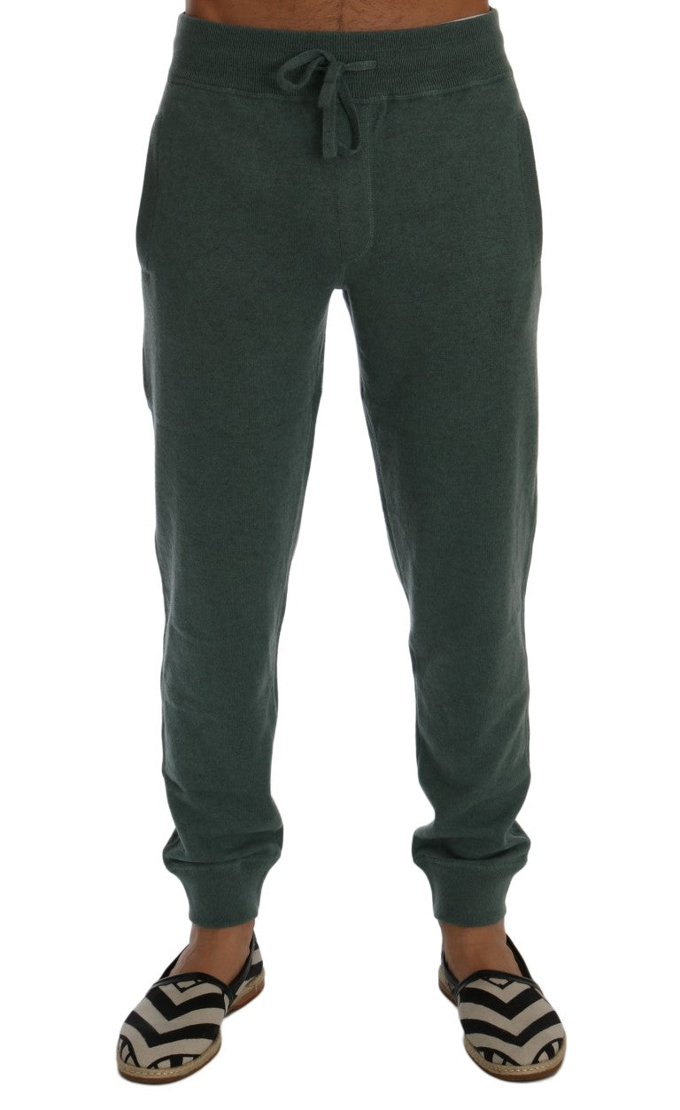 Elegant Green Cashmere Sport Pants - ventzia